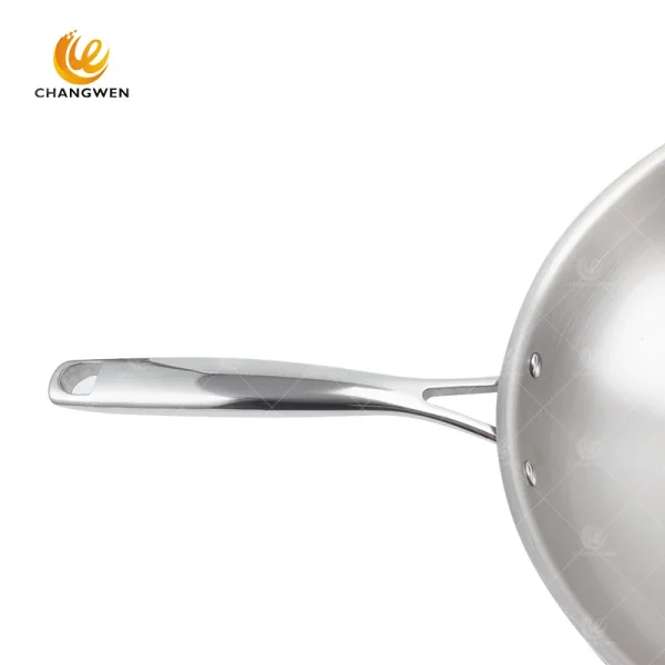 China Factory Wholesale 2 PCS Stainless Steel Cookware All Clad Wok Different Size Wok CW-S0024 - Image 8