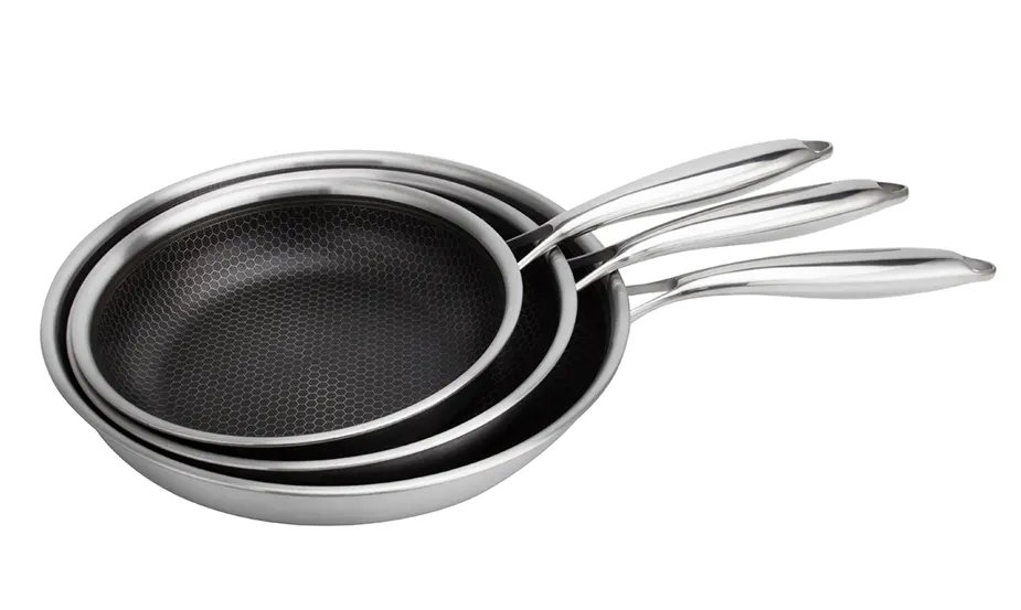 Stainless steel three-layer frying pan